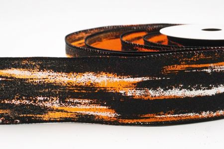 Orange - Black Multicolor Glitter Brushstroke Wired Ribbon_KF9861GC-42-53