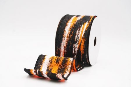 Orange - Black Multicolor Glitter Brushstroke Wired Ribbon_KF9861GC-42-53