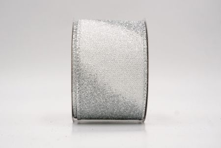 Ruban en fil métallique à rayures diagonales pailletées argent/blanc à deux tons_KF9862G-1N