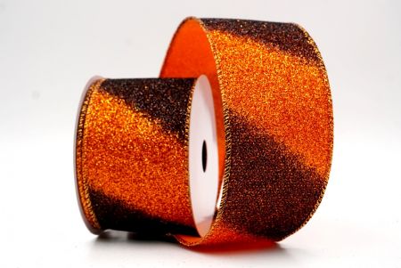 Ruban en fil métallique à rayures diagonales pailletées bicolores vert/noir_KF9862GZ-54