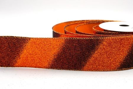 Ruban en fil métallique à rayures diagonales pailletées bicolores vert/noir_KF9862GZ-54