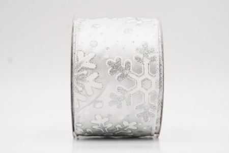 White Festive Glitter Snowflakes Wired Ribbon_KF9863GC-1-1