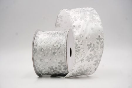 White Festive Glitter Snowflakes Wired Ribbon_KF9863GC-1-1