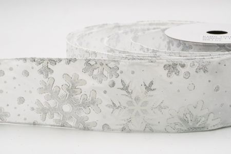 White Festive Glitter Snowflakes Wired Ribbon_KF9863GC-1-1