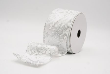 White Festive Glitter Snowflakes Wired Ribbon_KF9863GC-1-1