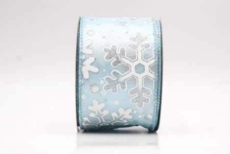 Light Blue Festive Glitter Snowflakes Wired Ribbon_KF9863GC-12-12