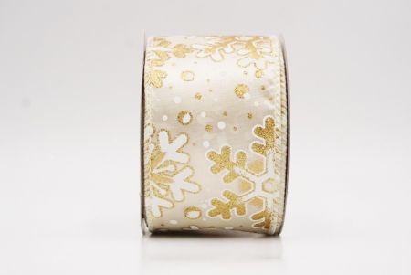 Cream Festive Glitter Snowflakes Wired Ribbon_KF9863GC-2-2