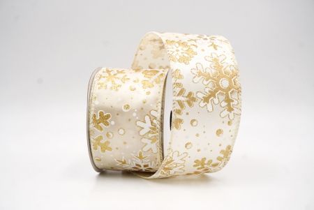 Cream Festive Glitter Snowflakes Wired Ribbon_KF9863GC-2-2