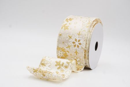 Cream Festive Glitter Snowflakes Wired Ribbon_KF9863GC-2-2