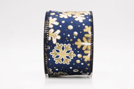 Blue Festive Glitter Snowflakes Wired Ribbon_KF9863GC-4-4