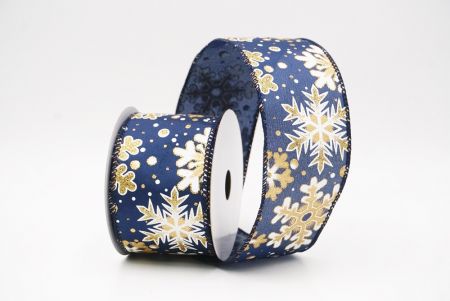Blue Festive Glitter Snowflakes Wired Ribbon_KF9863GC-4-4