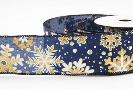 Blue Festive Glitter Snowflakes Wired Ribbon_KF9863GC-4-4