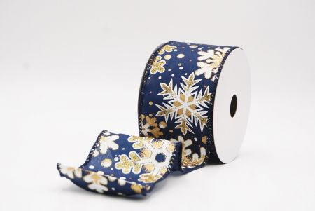 Blue Festive Glitter Snowflakes Wired Ribbon_KF9863GC-4-4