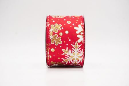 Red Festive Glitter Snowflakes Wired Ribbon_KF9863GC-7-7