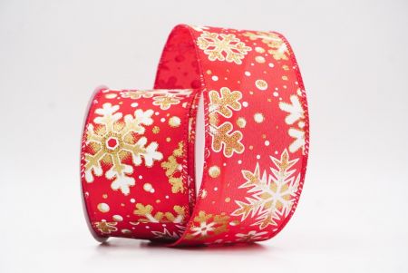Red Festive Glitter Snowflakes Wired Ribbon_KF9863GC-7-7