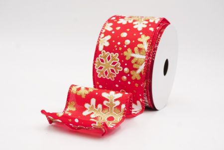 Red Festive Glitter Snowflakes Wired Ribbon_KF9863GC-7-7