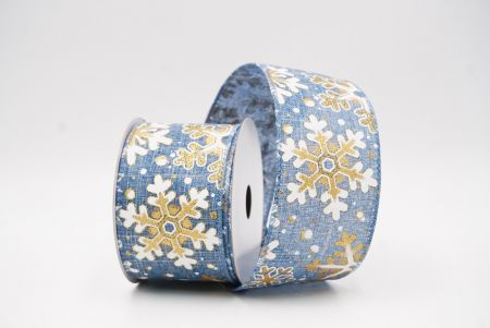 Denim Blue Festive Glitter Snowflakes Wired Ribbon_KF9864GC-4-226