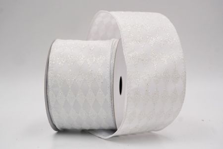 White_Glitter Harlequin Pattern Wired Ribbon_KF9865GC-1-1