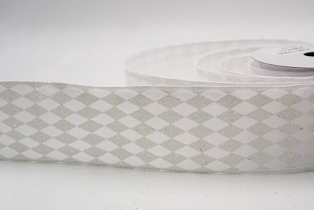 White_Glitter Harlequin Pattern Wired Ribbon_KF9865GC-1-1