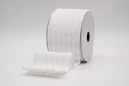 White_Glitter Harlequin Pattern Wired Ribbon_KF9865GC-1-1