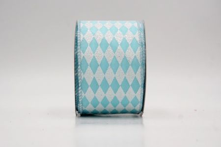 Powder Blue_Glitter Harlequin Pattern Wired Ribbon_KF9865GC-12-12