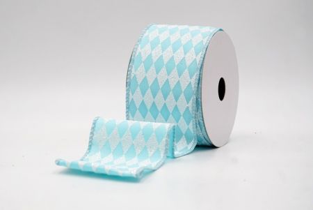 Powder Blue_Glitter Harlequin Pattern Wired Ribbon_KF9865GC-12-12