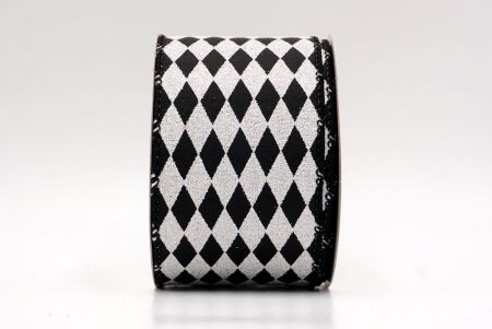Black_Glitter Harlequin Pattern Wired Ribbon_KF9865GC-53-53