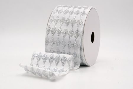 White/Silver_Glitter Harlequin Pattern Wired Ribbon_KF9866GC-1-1