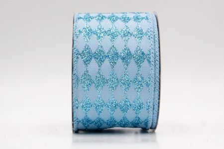 Lt.Blue_Glitter Harlequin Pattern Wired Ribbon_KF9866GC-12-216