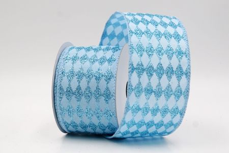 Lt.Blue_Glitter Harlequin Pattern Wired Ribbon_KF9866GC-12-216