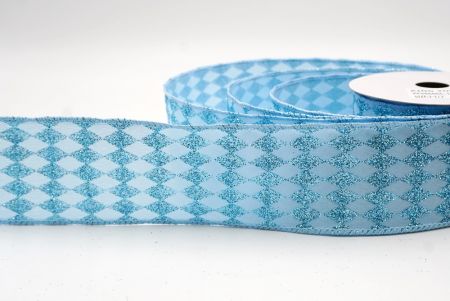 Lt.Blue_Glitter Harlequin Pattern Wired Ribbon_KF9866GC-12-216