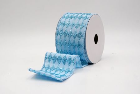 Lt.Blue_Glitter Harlequin Pattern Wired Ribbon_KF9866GC-12-216