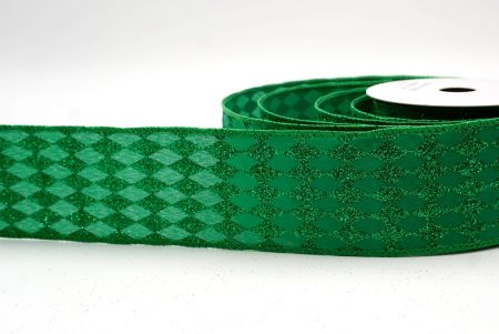 Green_Glitter Harlequin Pattern Wired Ribbon_KF9866GC-3-49