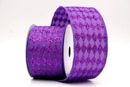 Violet_Glitter Harlequin Pattern Wired Ribbon_KF9866GC-34-34
