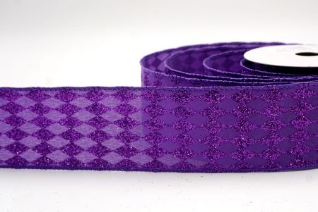 Violet_Glitter Harlequin Pattern Wired Ribbon_KF9866GC-34-34