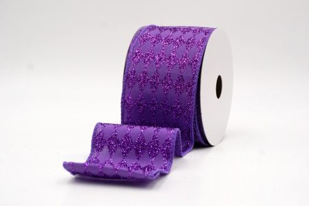 Violet_Glitter Harlequin Pattern Wired Ribbon_KF9866GC-34-34
