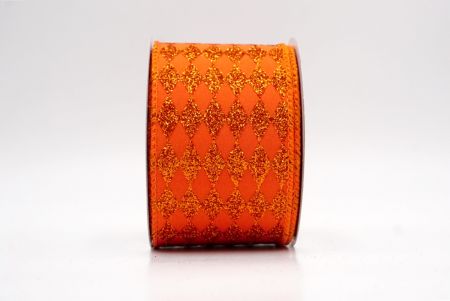 Orange_Glitter Harlequin Pattern Wired Ribbon_KF9866GC-42-54