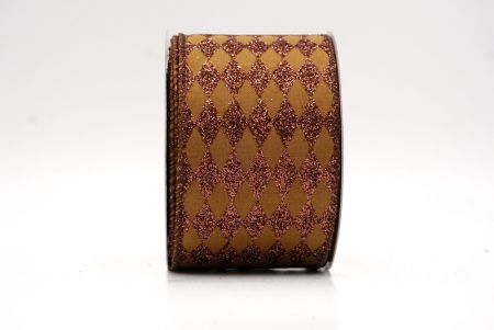 Brown_Glitter Harlequin Pattern Wired Ribbon_KF9866GC-58-58