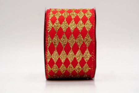 Red_Glitter Harlequin Pattern Wired Ribbon_KF9866GC-7-7