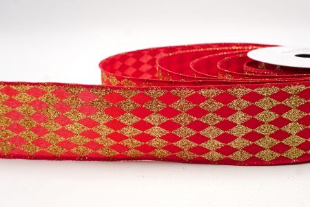 Red_Glitter Harlequin Pattern Wired Ribbon_KF9866GC-7-7