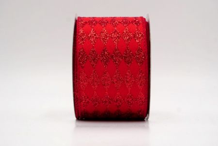 Red/Gold_Glitter Harlequin Pattern Wired Ribbon_KF9866GC-7R-169