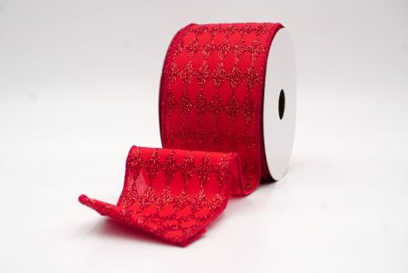 Red/Gold_Glitter Harlequin Pattern Wired Ribbon_KF9866GC-7R-169