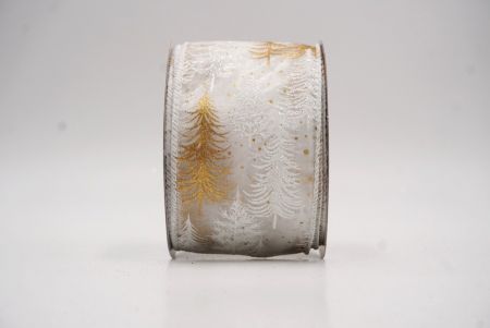 White Shimmering Winter Forest Metallic Wired Ribbon_KF9869GC-1-4