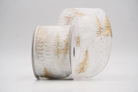 White Shimmering Winter Forest Metallic Wired Ribbon_KF9869GC-1-4