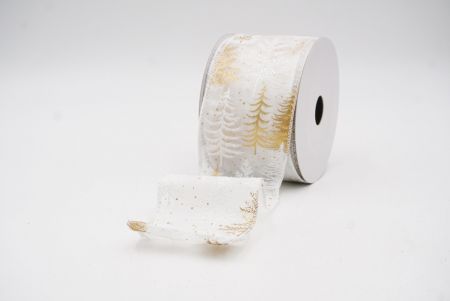 White Shimmering Winter Forest Metallic Wired Ribbon_KF9869GC-1-4
