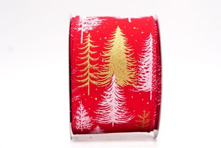 Red - Gold Shimmering Winter Forest Metallic Wired Ribbon_KF9870GC-7-7