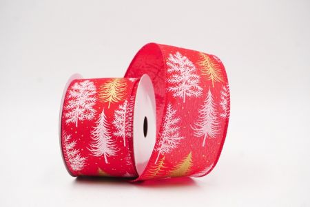 Red - Gold Shimmering Winter Forest Metallic Wired Ribbon_KF9870GC-7-7