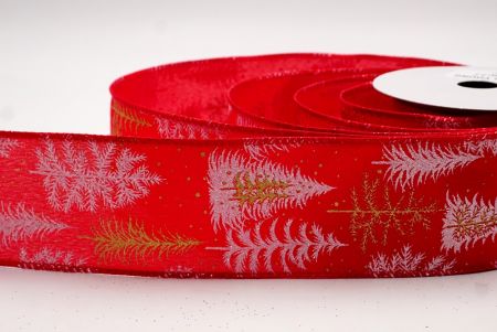 Red - Gold Shimmering Winter Forest Metallic Wired Ribbon_KF9870GC-7-7