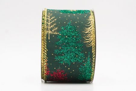 Green Shimmering Winter Forest Metallic Wired Ribbon_KF9871G-3
