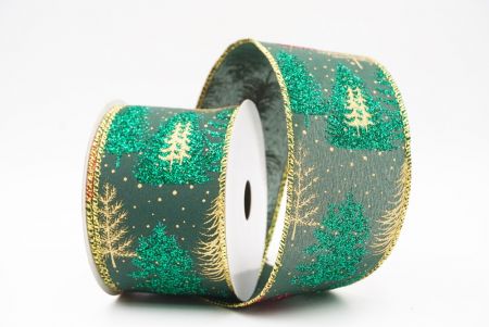 Green Shimmering Winter Forest Metallic Wired Ribbon_KF9871G-3